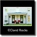 Red chairs, front porch